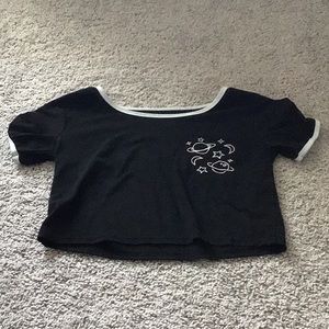 Black with planets crop top! Size Small